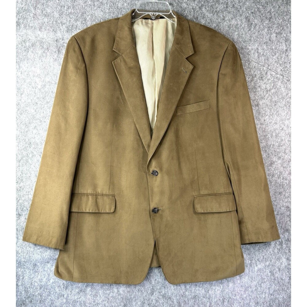 Jos. A. Bank 100% Mircopoly Suede Khaki Tan Blazer Sport Jacket Size 46L